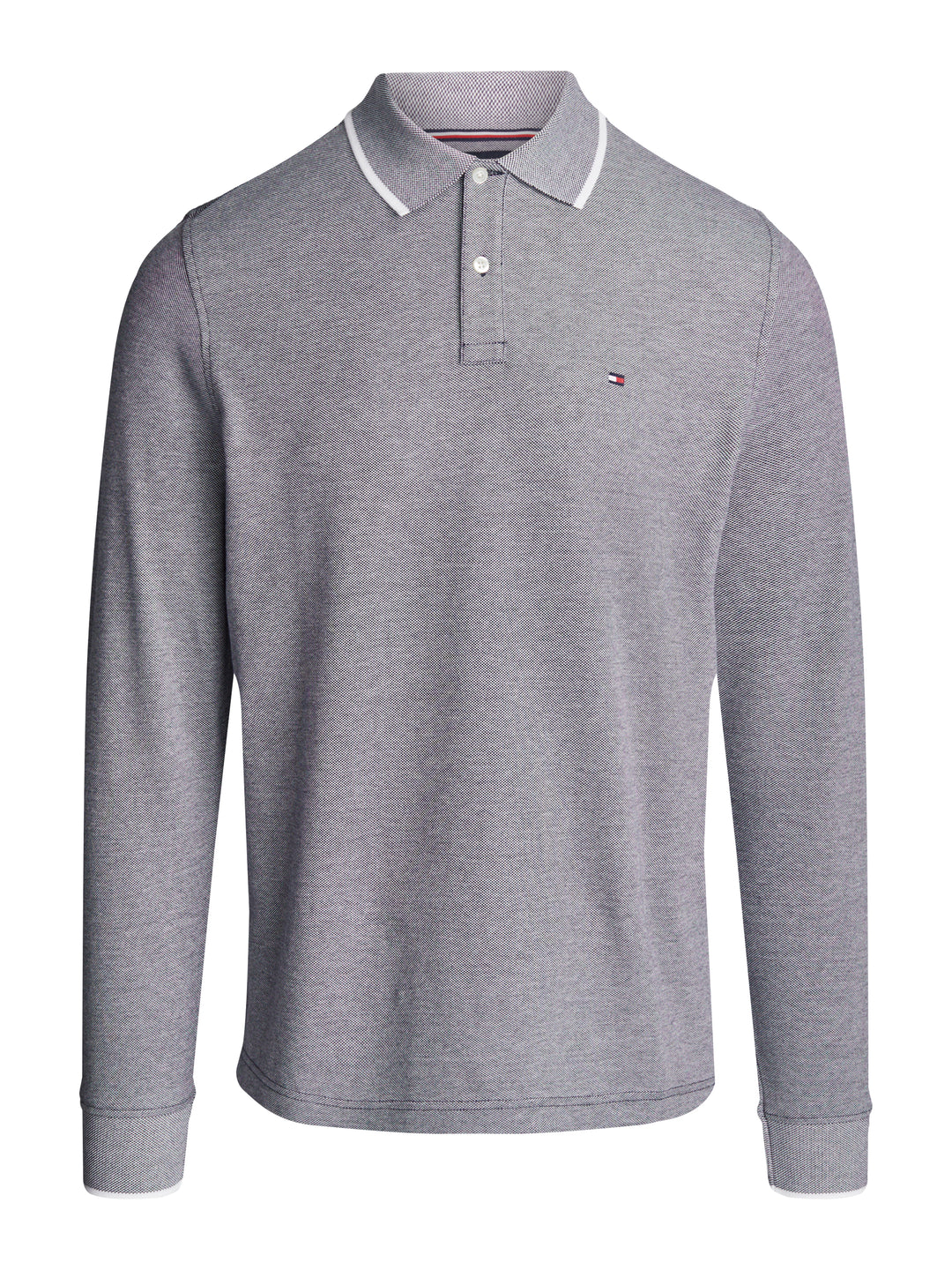 silver grey Long sleeve polo shirt