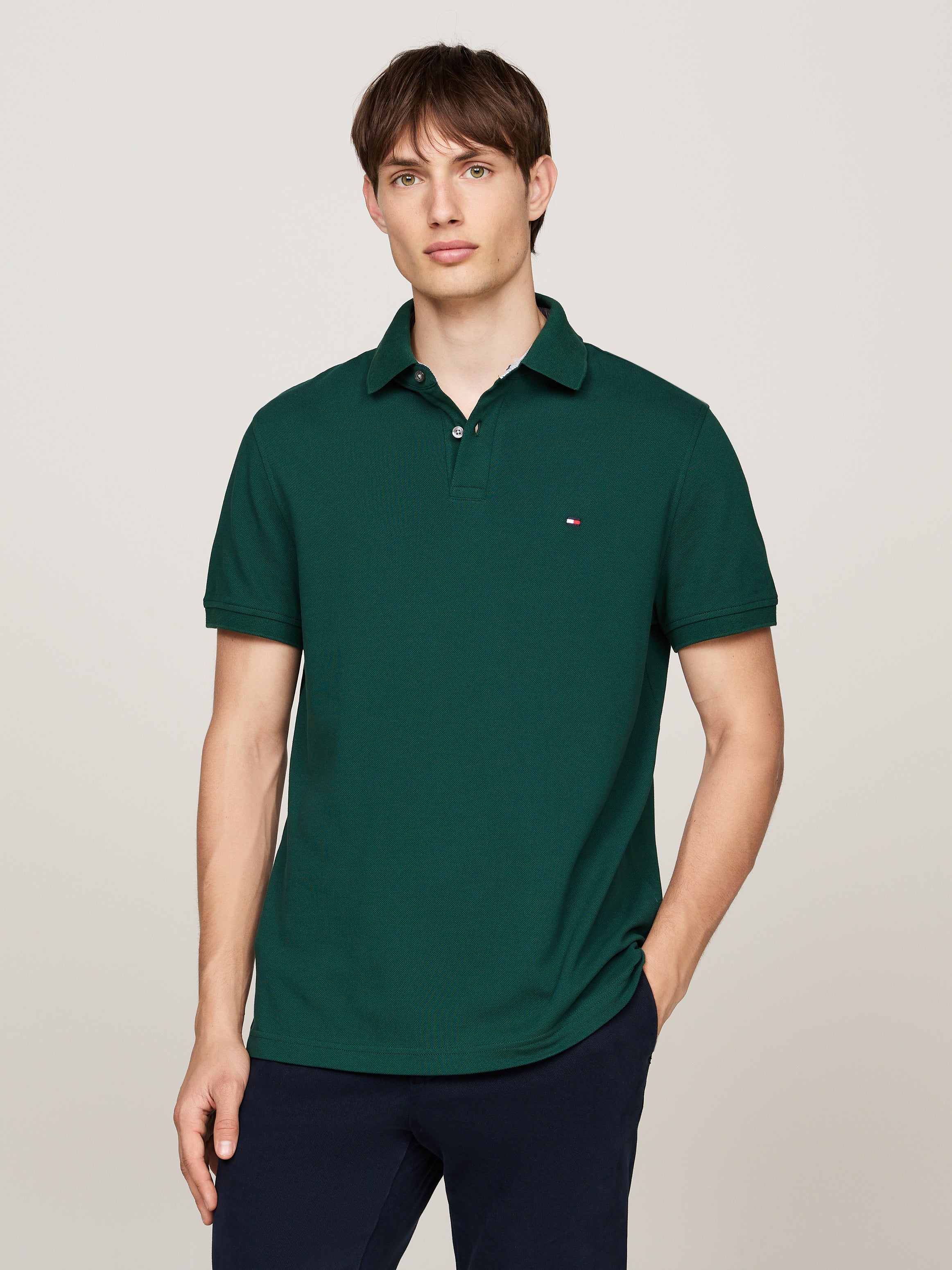 Forest green logo polo