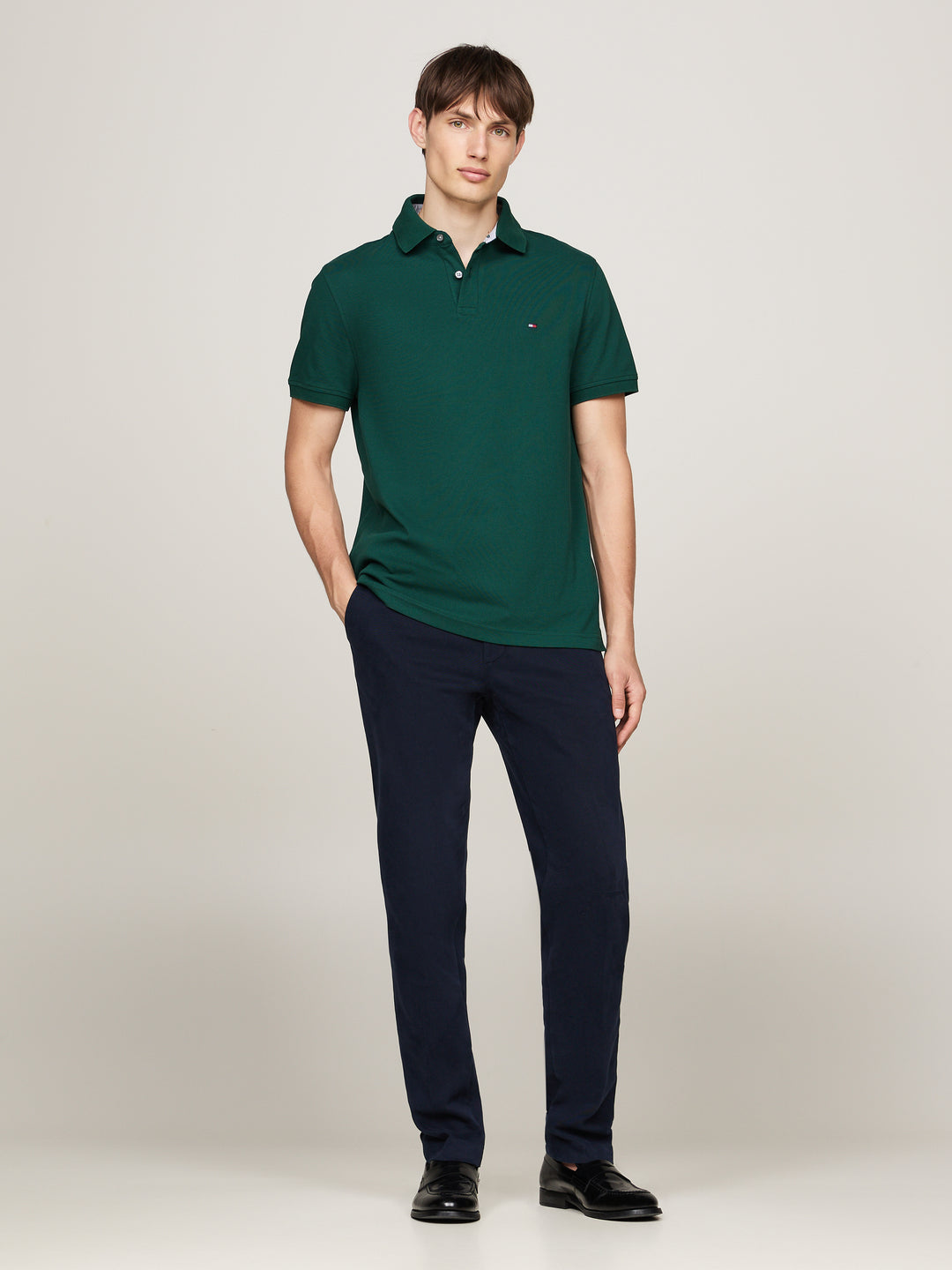 Forest green logo polo