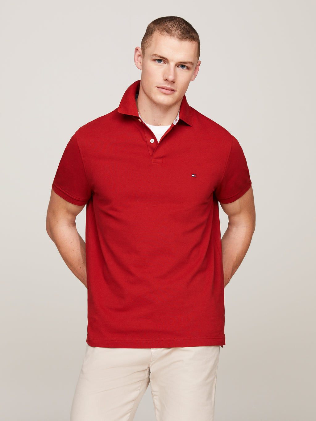 Red logo polo