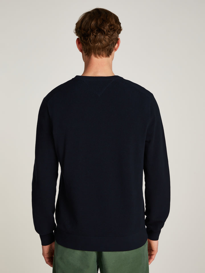 Navy crew neck knitted jumper