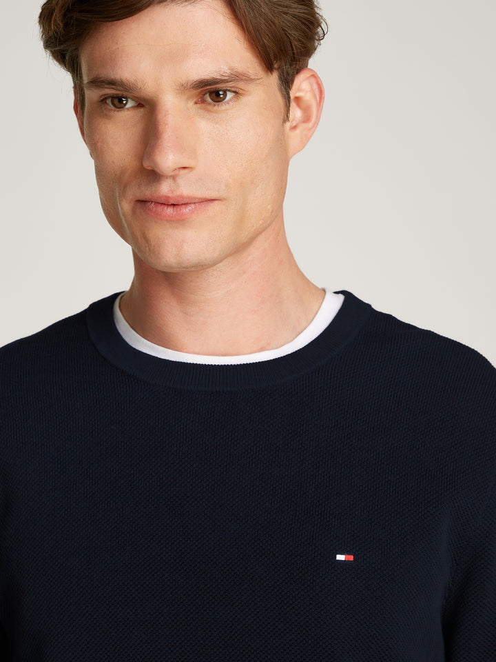 Navy crew neck knitted jumper