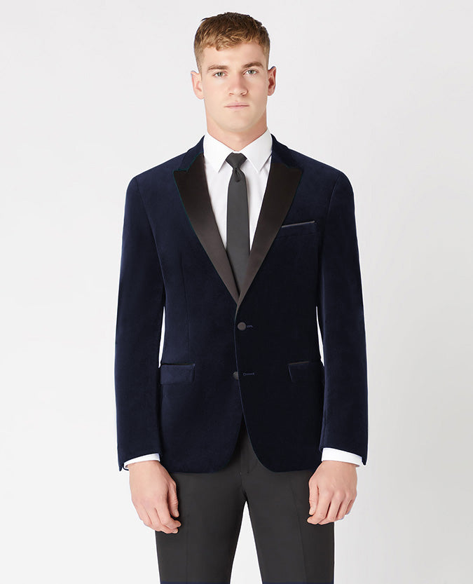 Navy Velvet Tuxedo Jacket