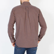 Navy Brown checked shirt in cotton