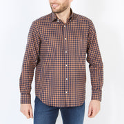 Navy Brown checked shirt in cotton
