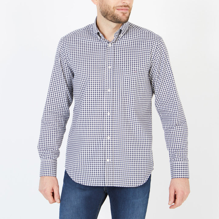 Blue Gingham shirt in cotton