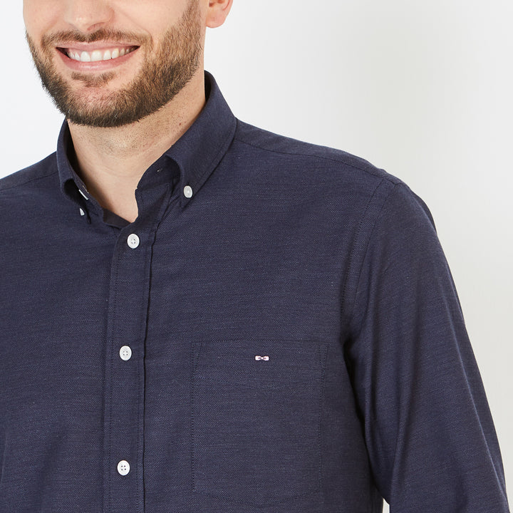 Dark blue shirt in cotton pique