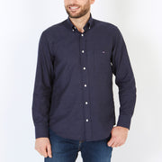 Dark blue shirt in cotton pique