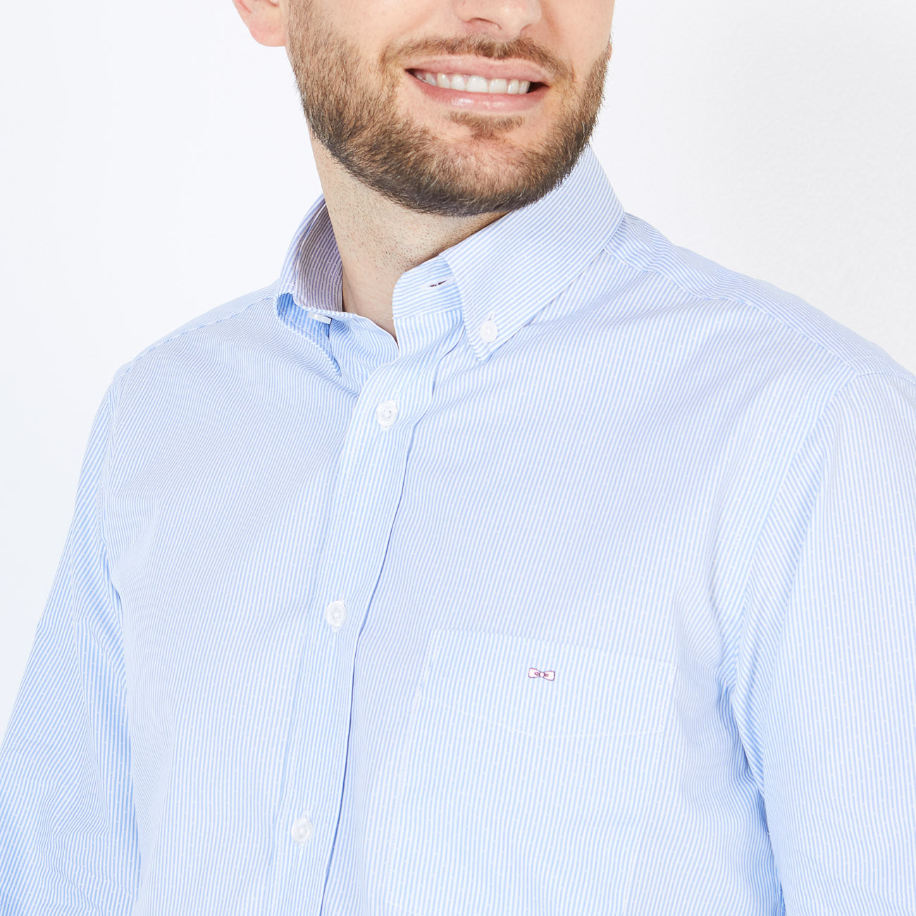 Blue dobby striped shirt