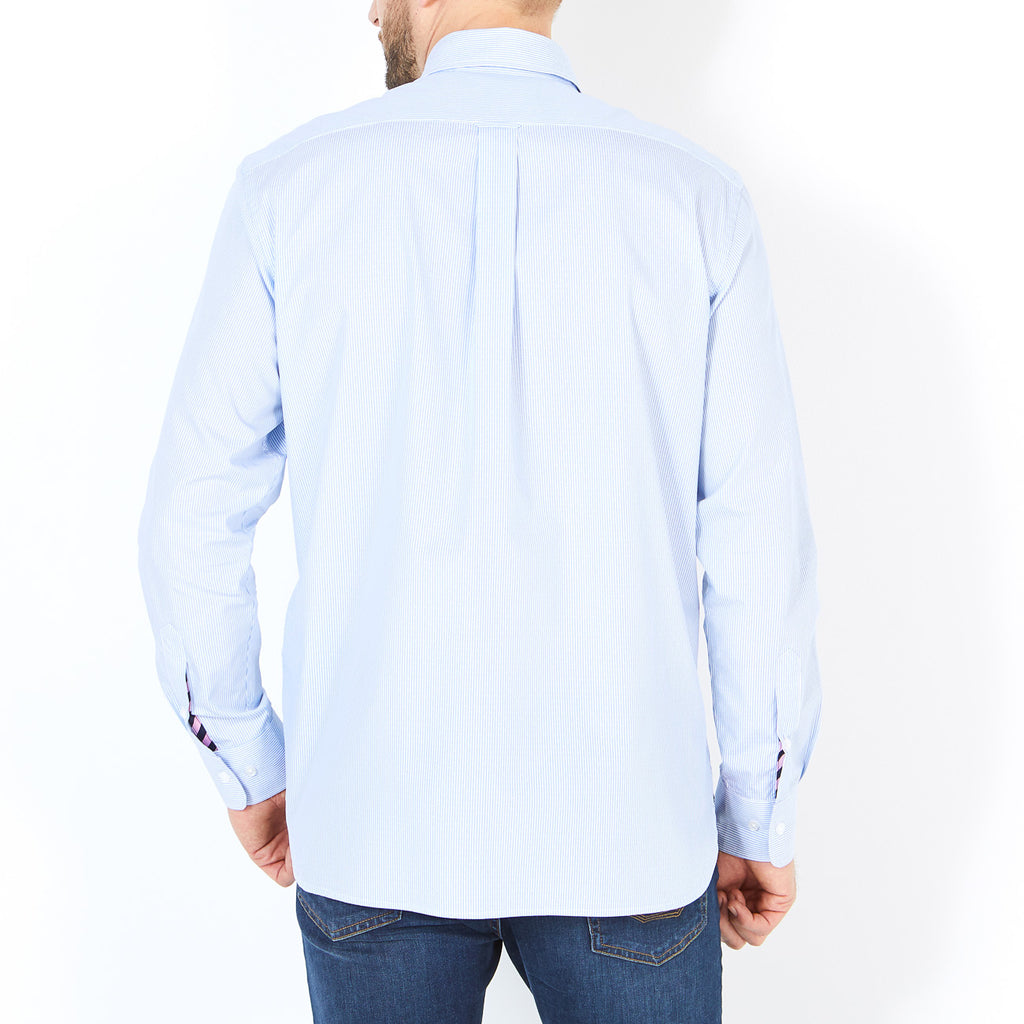 Blue dobby striped shirt