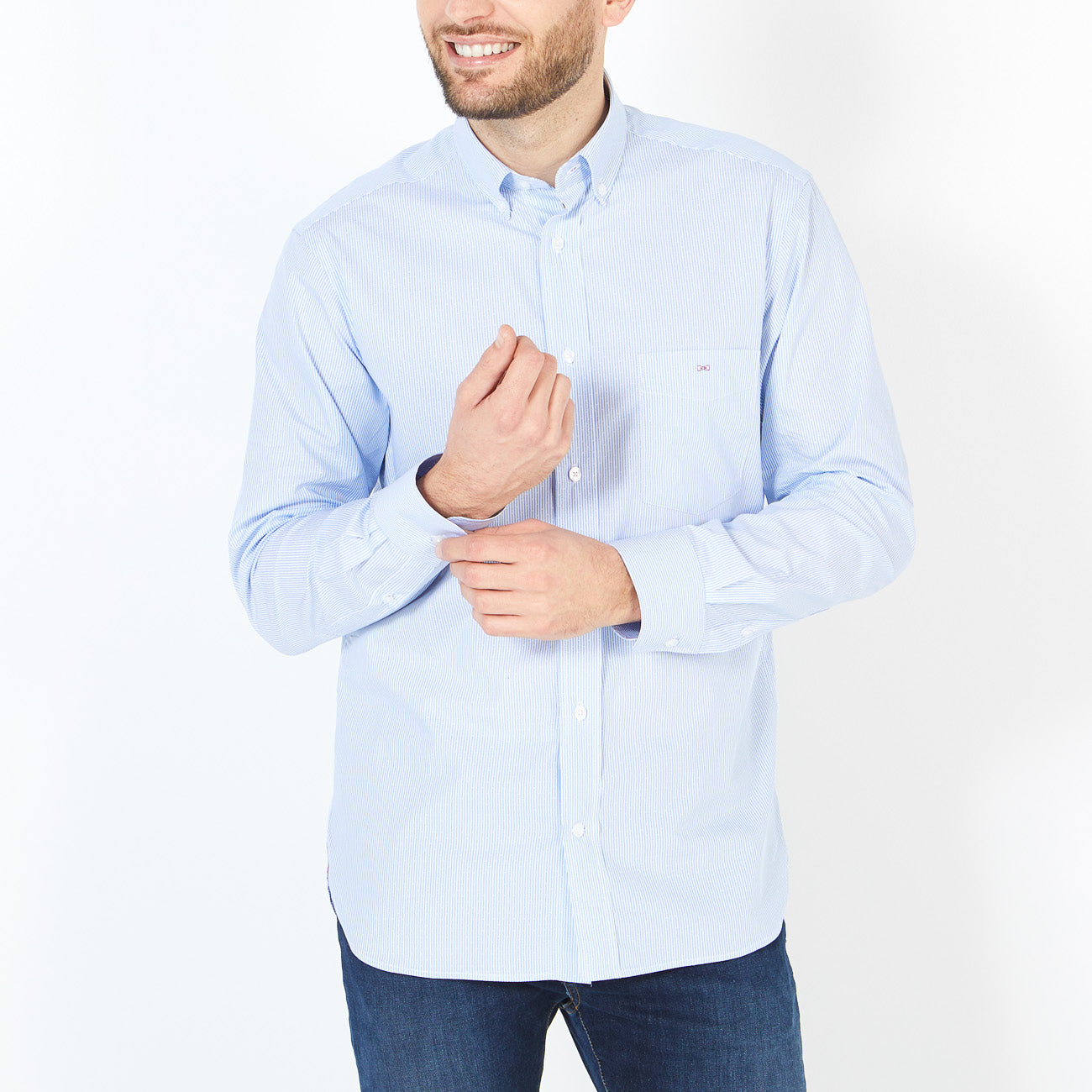 Blue dobby striped shirt