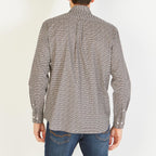 Blue cotton shirt with a graphic motif
