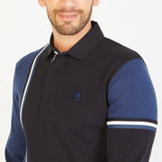 Long-sleeved colour-block rugby shirt Blue