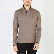 Long-sleeved polo with contrasting details Grey Tan