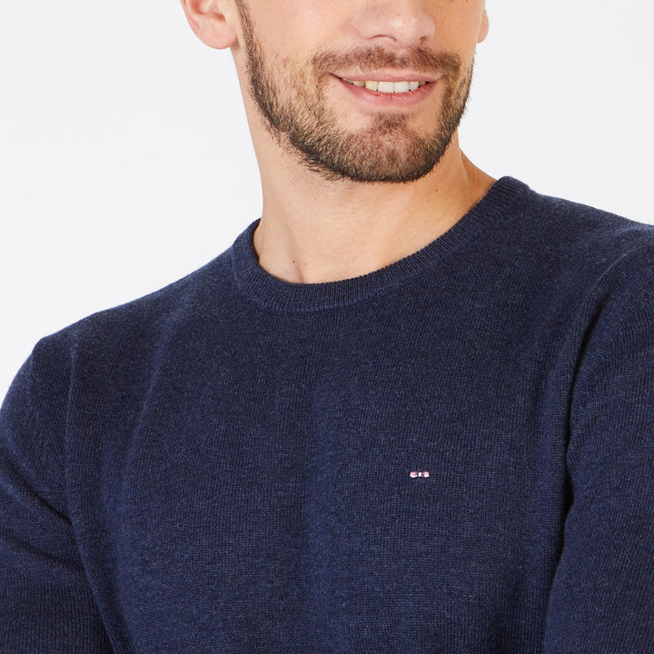 Plain knit crew neck jumper Indigo