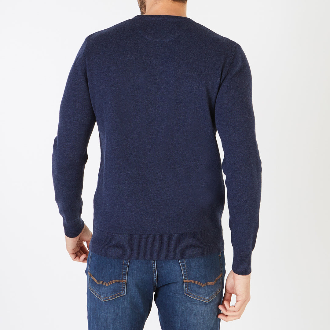 Plain knit crew neck jumper Indigo