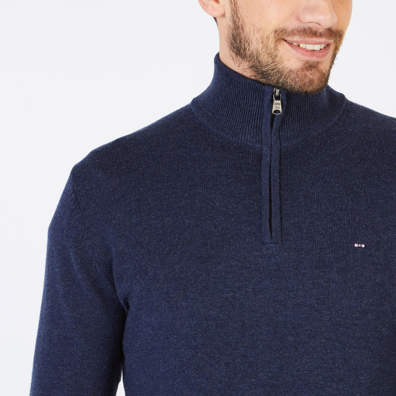 Cable knit jumper with trucker collar