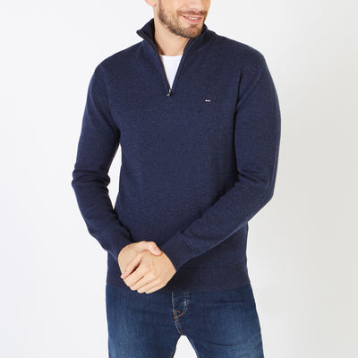 Cable knit jumper with trucker collar