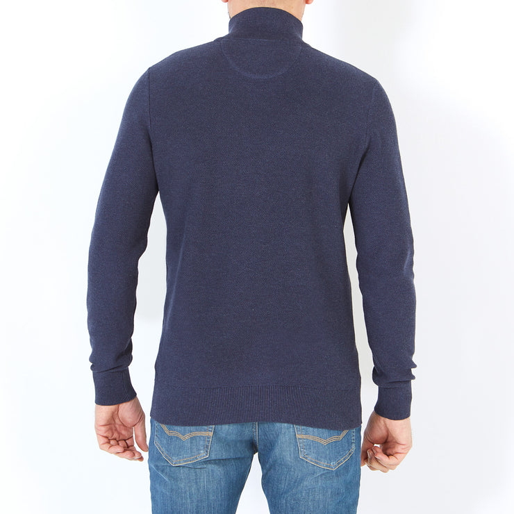 Cable knit jumper with trucker collar Navy Blue