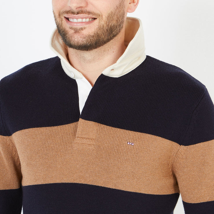 Navy polo collar Knitted Rugby jumper