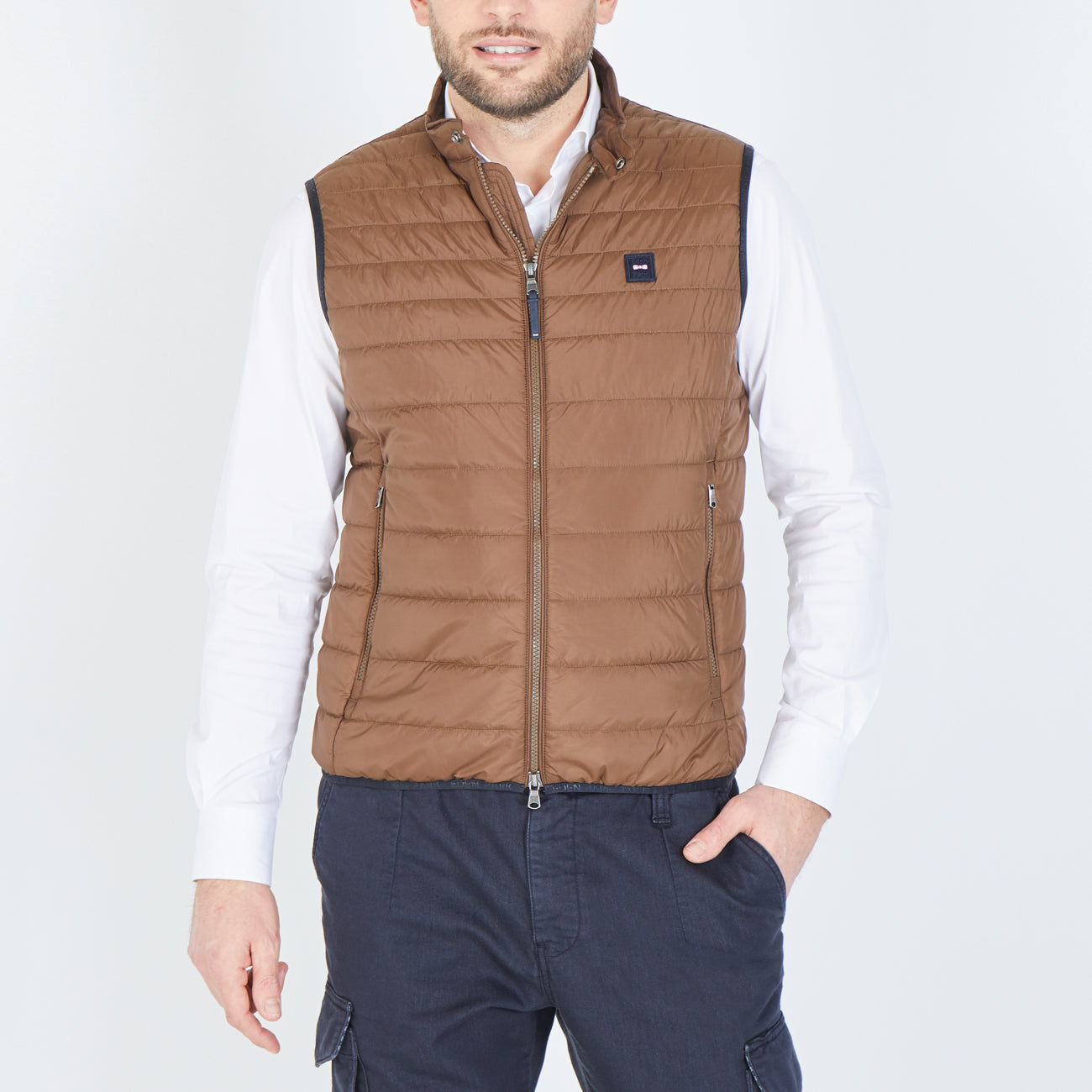 Brown sleeveless puffa jacket Gilet