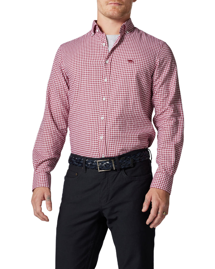 Gunn Check Oxford Sports Fit Shirt Claret