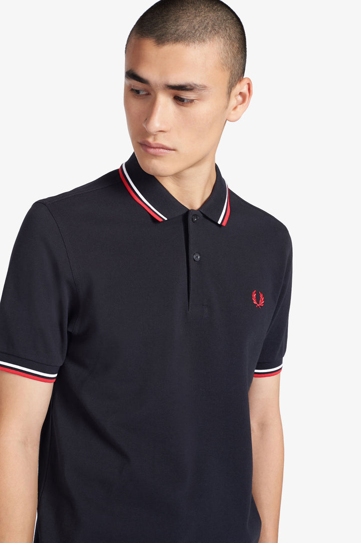 Navy twin tipped Polo Shirt