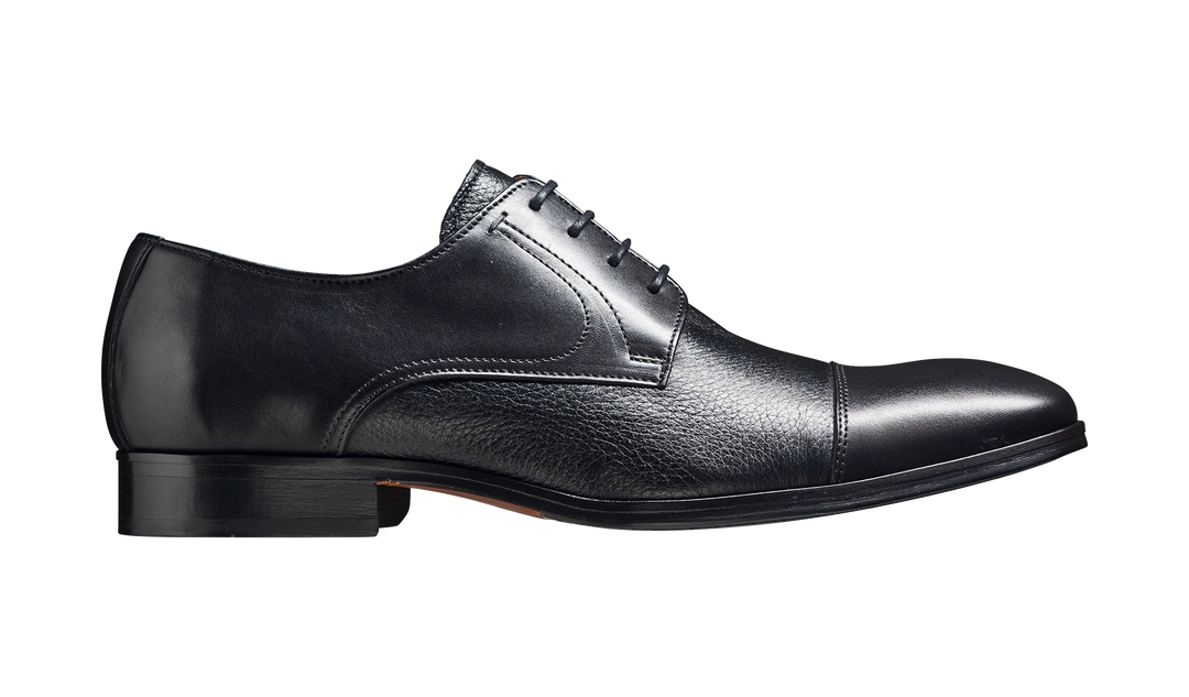 Barker Southwold Black Calf / Deerskin Toe Cap Derby Shoe