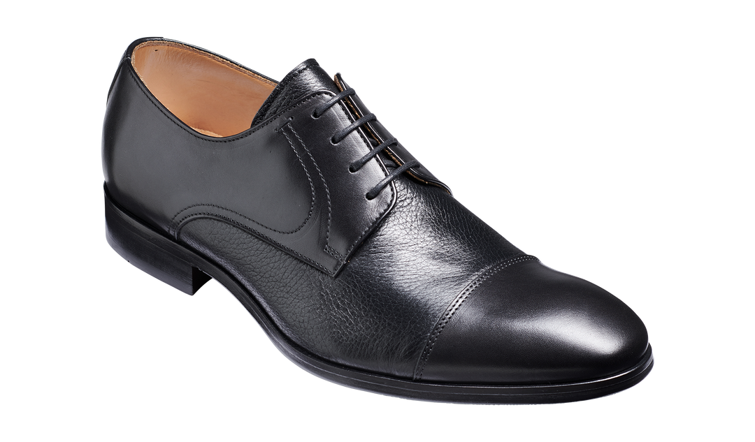 Barker Southwold Black Calf / Deerskin Toe Cap Derby Shoe