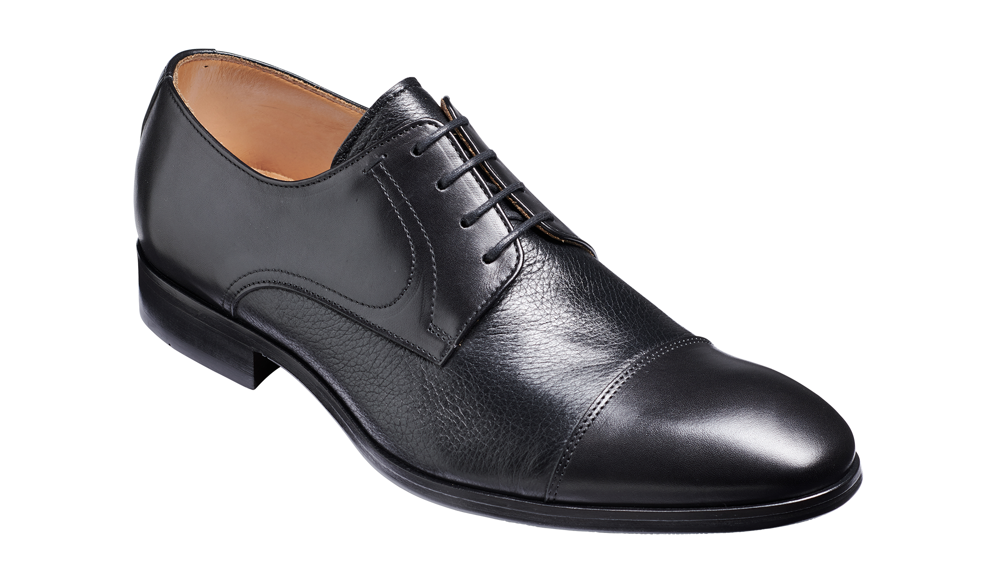 Barker Southwold Black Calf / Deerskin Toe Cap Derby Shoe